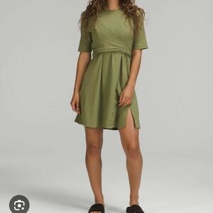 Lululemon Cotton Wrap T-shirt Dress - Bronze Green
